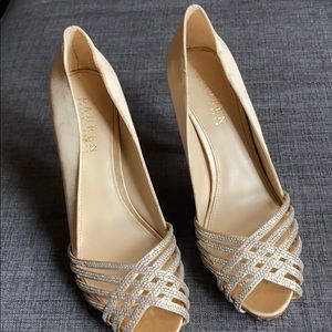 Ralph Lauren Balina Rhinestone Satin Sandal 7.5b